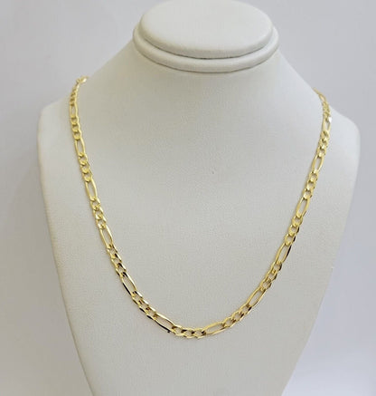 Figaro Link Chain 14k Yellow Gold Necklace 3.5mm 18 - 28 Inch SOLID 14kt STRONG - Reva Jeweler