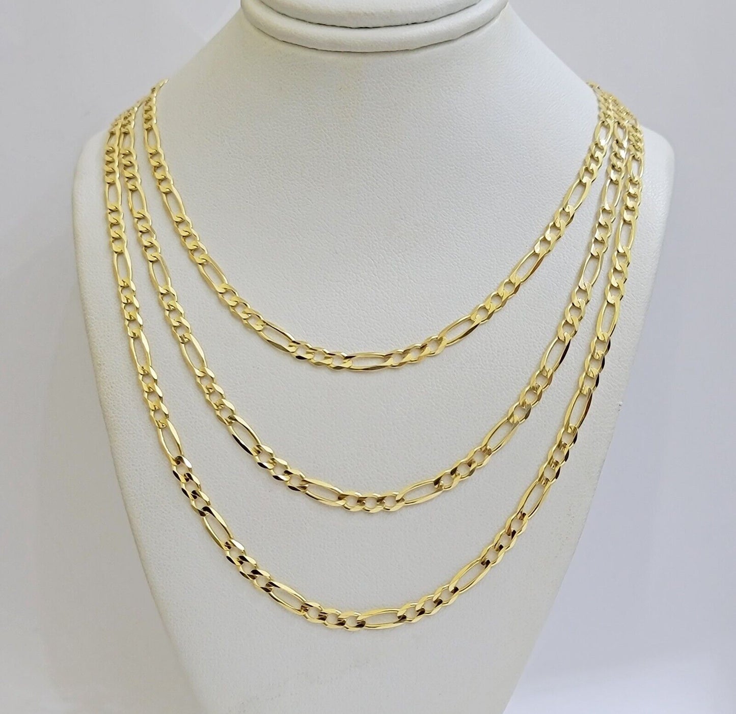 Figaro Link Chain 14k Yellow Gold Necklace 3.5mm 18 - 28 Inch SOLID 14kt STRONG - Reva Jeweler