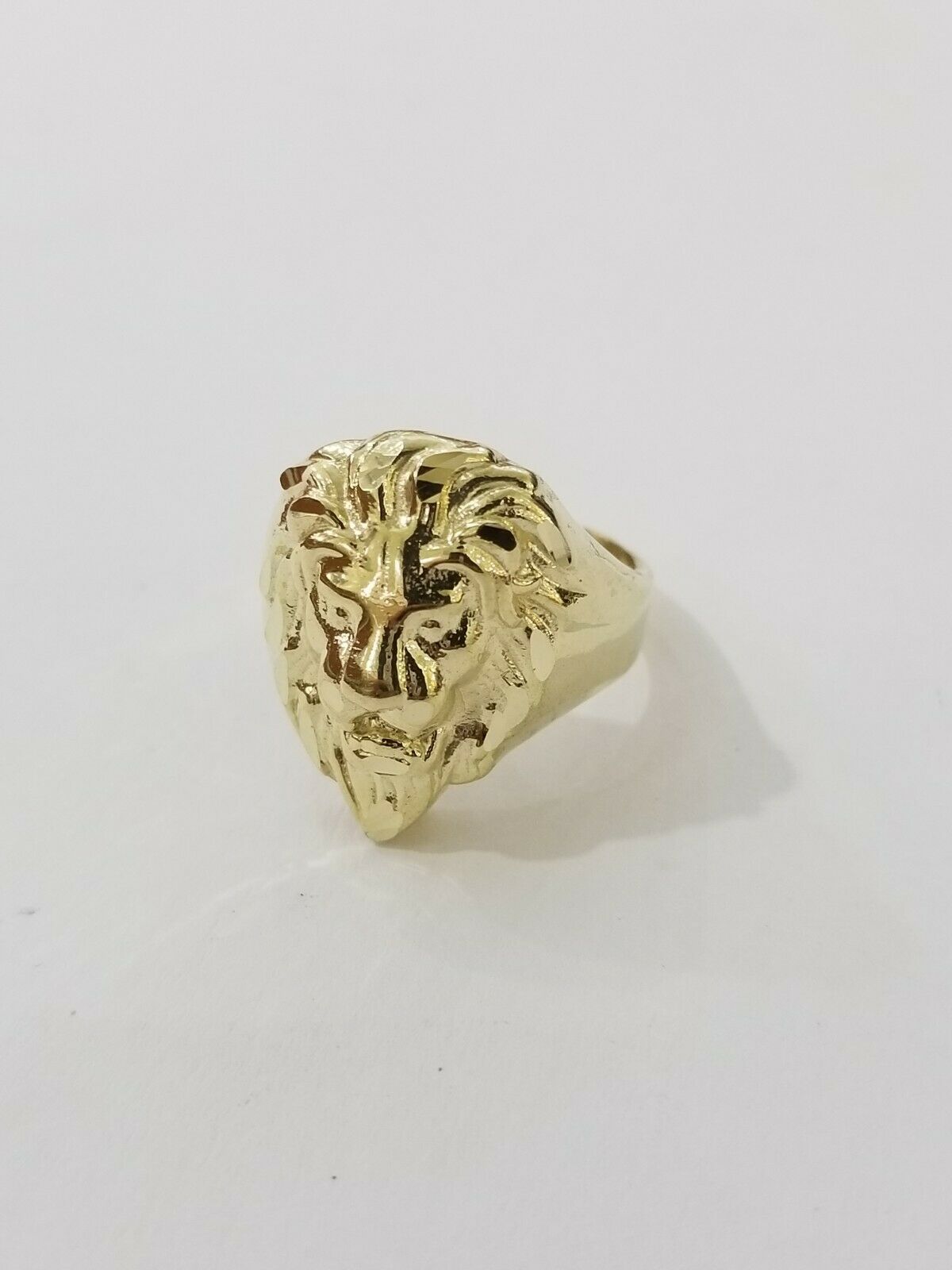 GOLD Lion Head Mens Ring SOLID 10k Yellow Gold REAL Ring , Pinky , Casual , size - Reva Jeweler