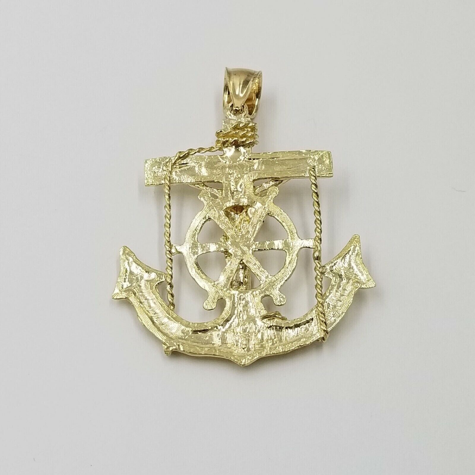 Jesus Anchor Charm Pendant Men's Real 10k Yellow Gold Solid 10kt For Chain - Reva Jeweler
