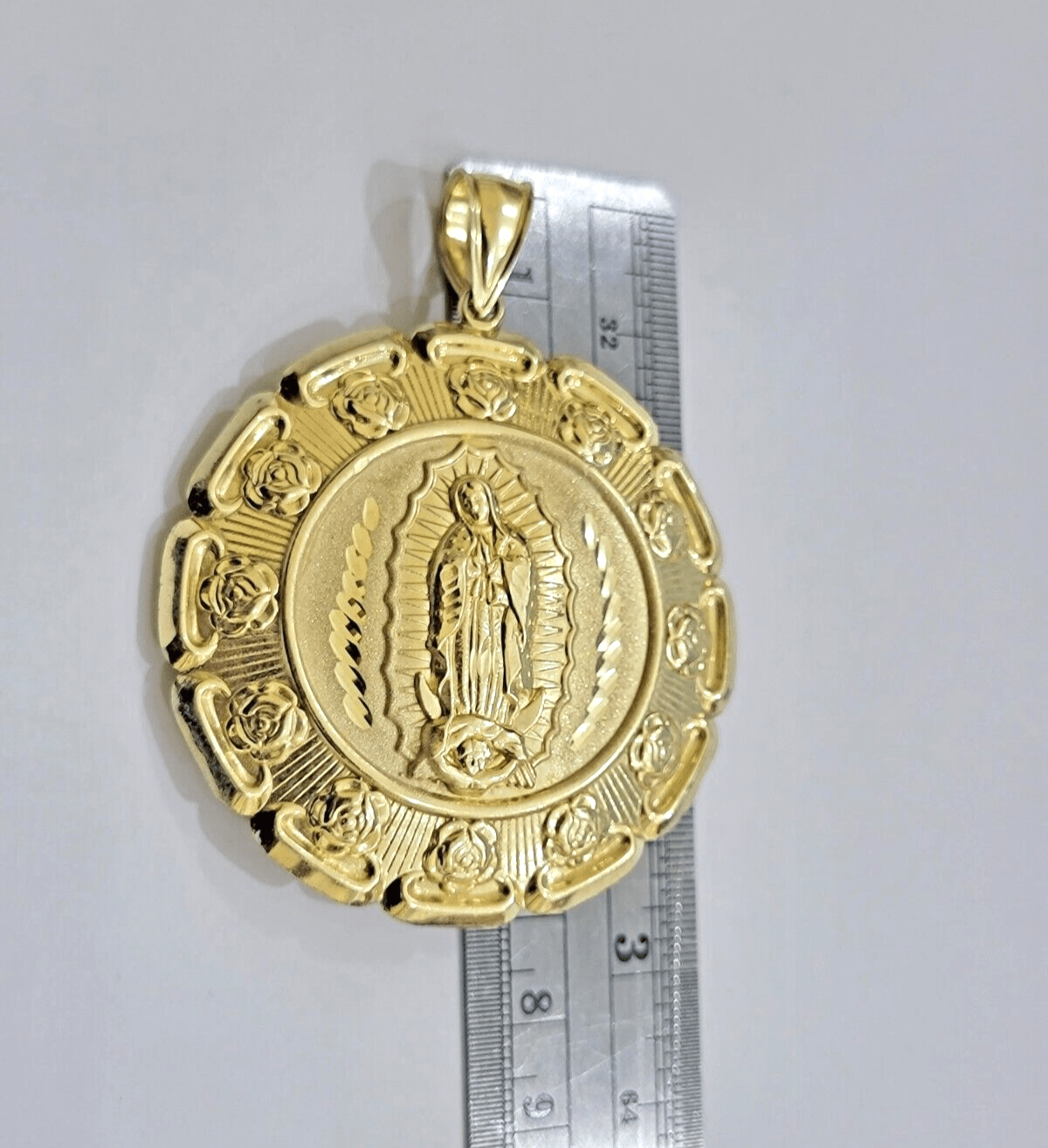 Jesus Virgin Mary Charm Pendant Real 10k Yellow Gold For 10kt Chain Necklace New - Reva Jeweler