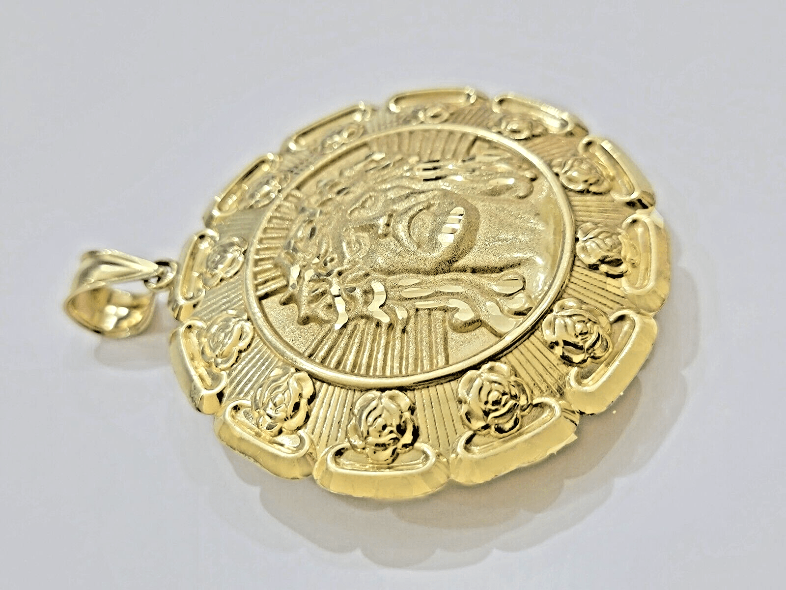 Jesus Virgin Mary Charm Pendant Real 10k Yellow Gold For 10kt Chain Necklace New - Reva Jeweler