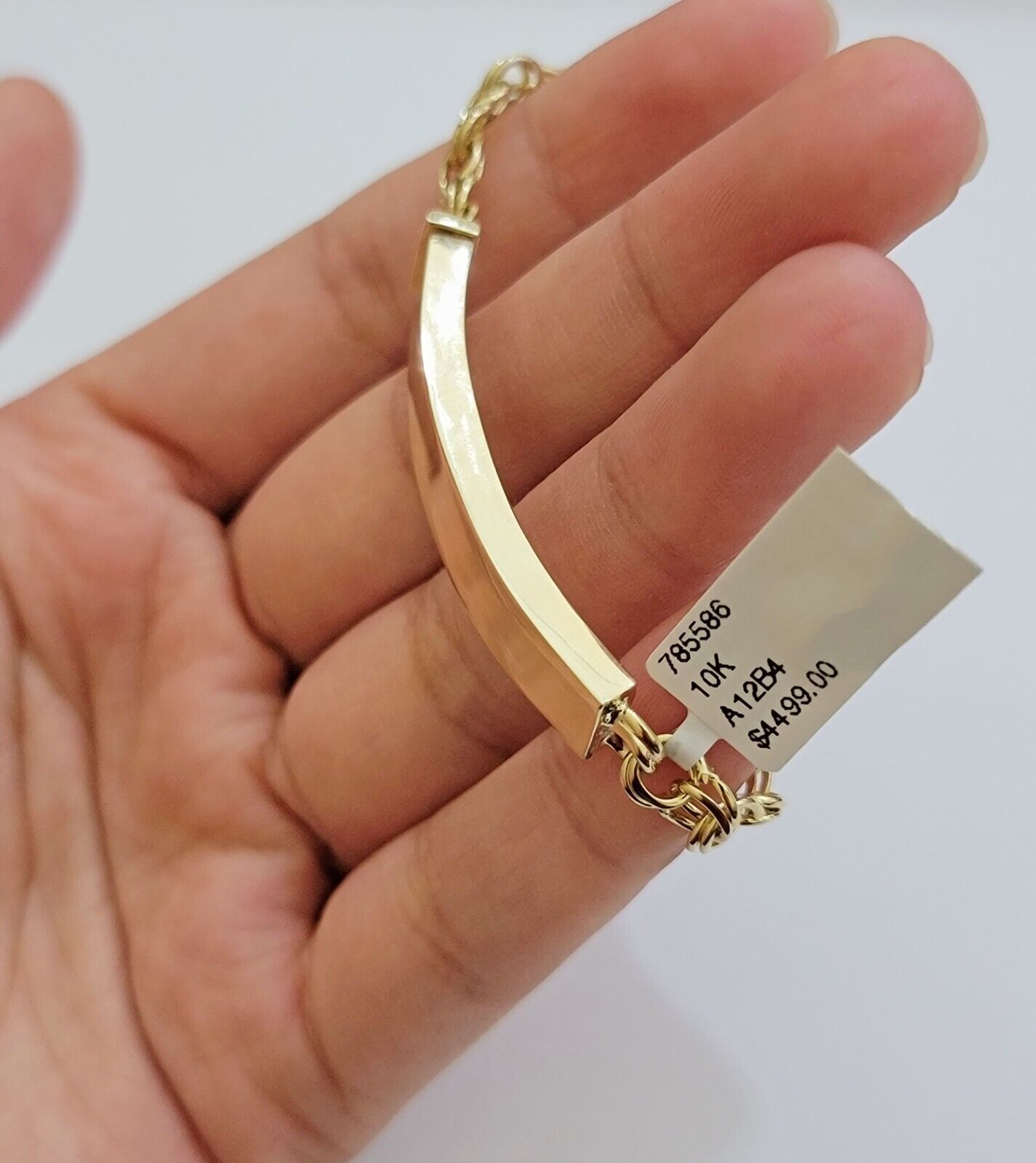 Kids 10k Yellow Gold Bracelet Chino ID Name Plate Strong 6 Inch SOLID LINK REAL - Reva Jeweler