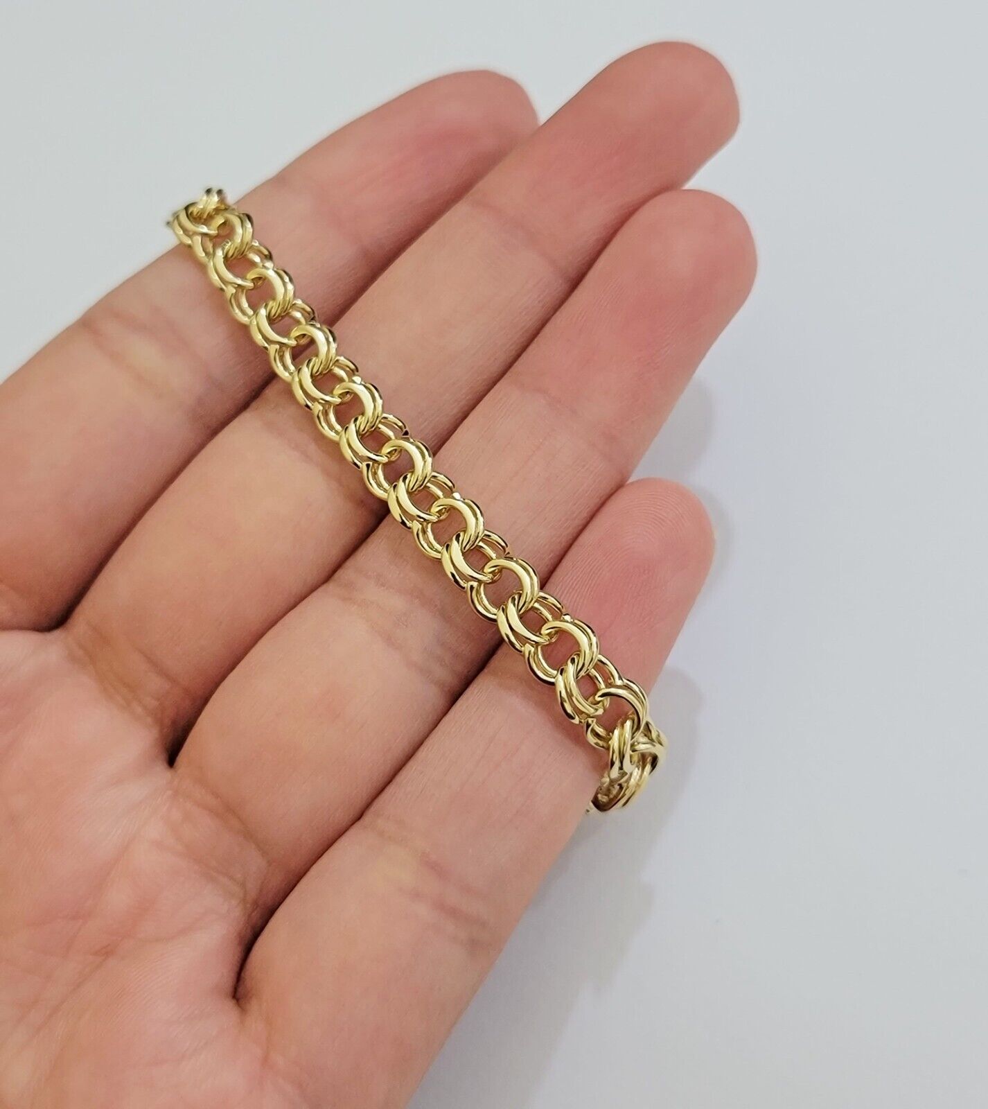 Kids 10k Yellow Gold Bracelet Chino ID Name Plate Strong 6 Inch SOLID LINK REAL - Reva Jeweler