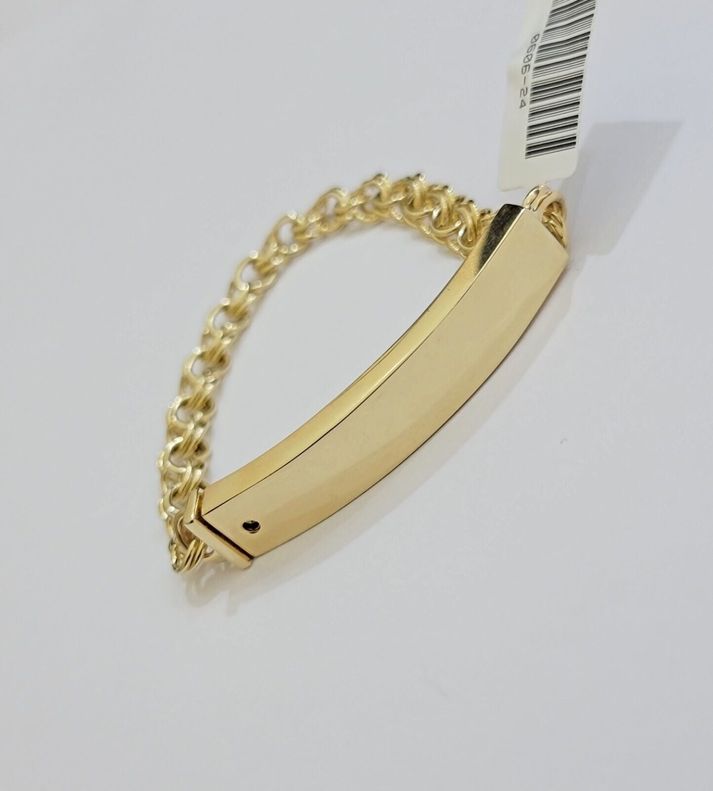 Kids 10k Yellow Gold Bracelet Chino ID Name Plate Strong 6 Inch SOLID LINK REAL - Reva Jeweler