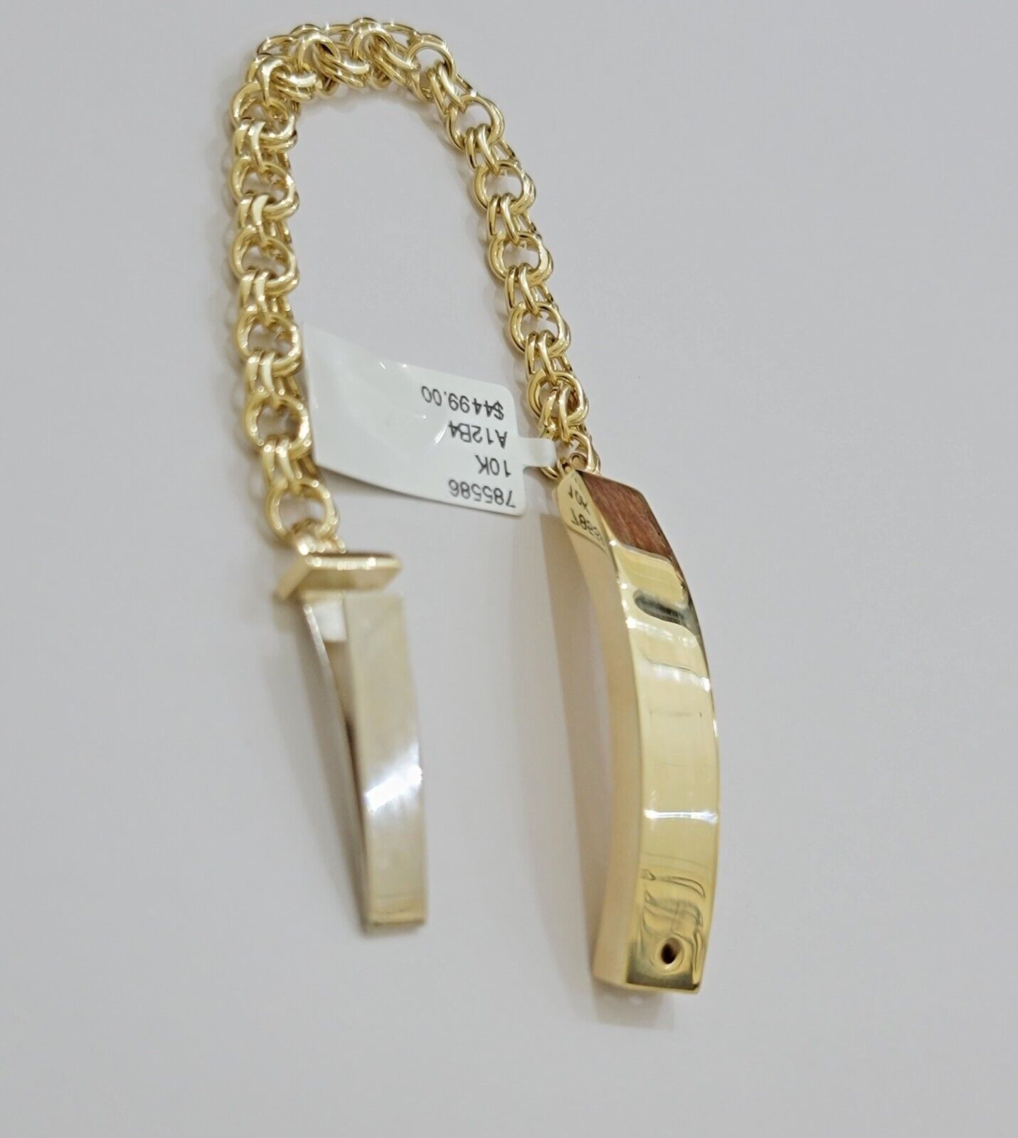 Kids 10k Yellow Gold Bracelet Chino ID Name Plate Strong 6 Inch SOLID LINK REAL - Reva Jeweler