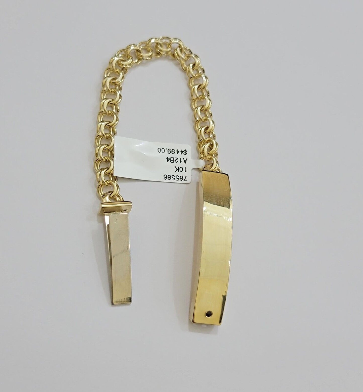 Kids 10k Yellow Gold Bracelet Chino ID Name Plate Strong 6 Inch SOLID LINK REAL - Reva Jeweler