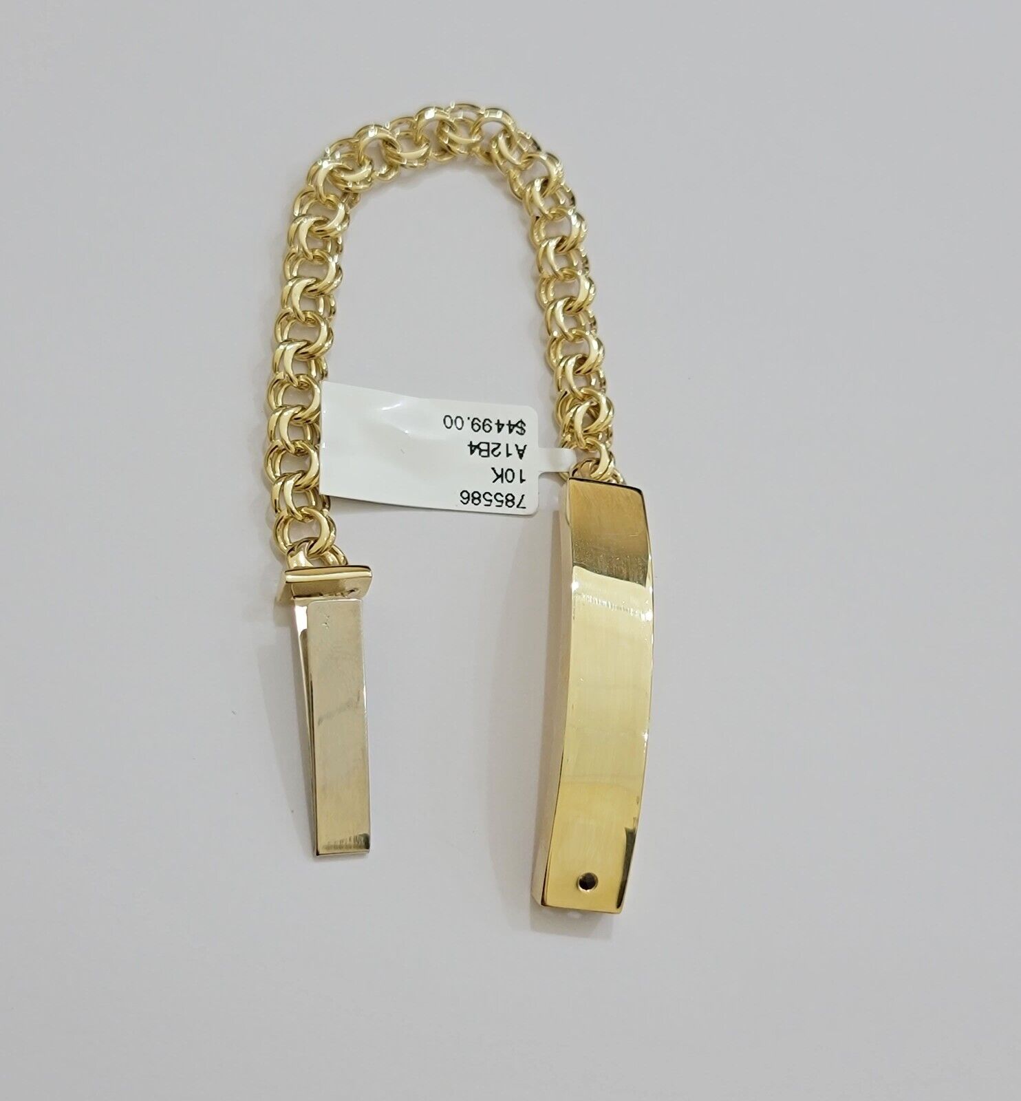 Kids 10k Yellow Gold Bracelet Chino ID Name Plate Strong 6 Inch SOLID LINK REAL - Reva Jeweler