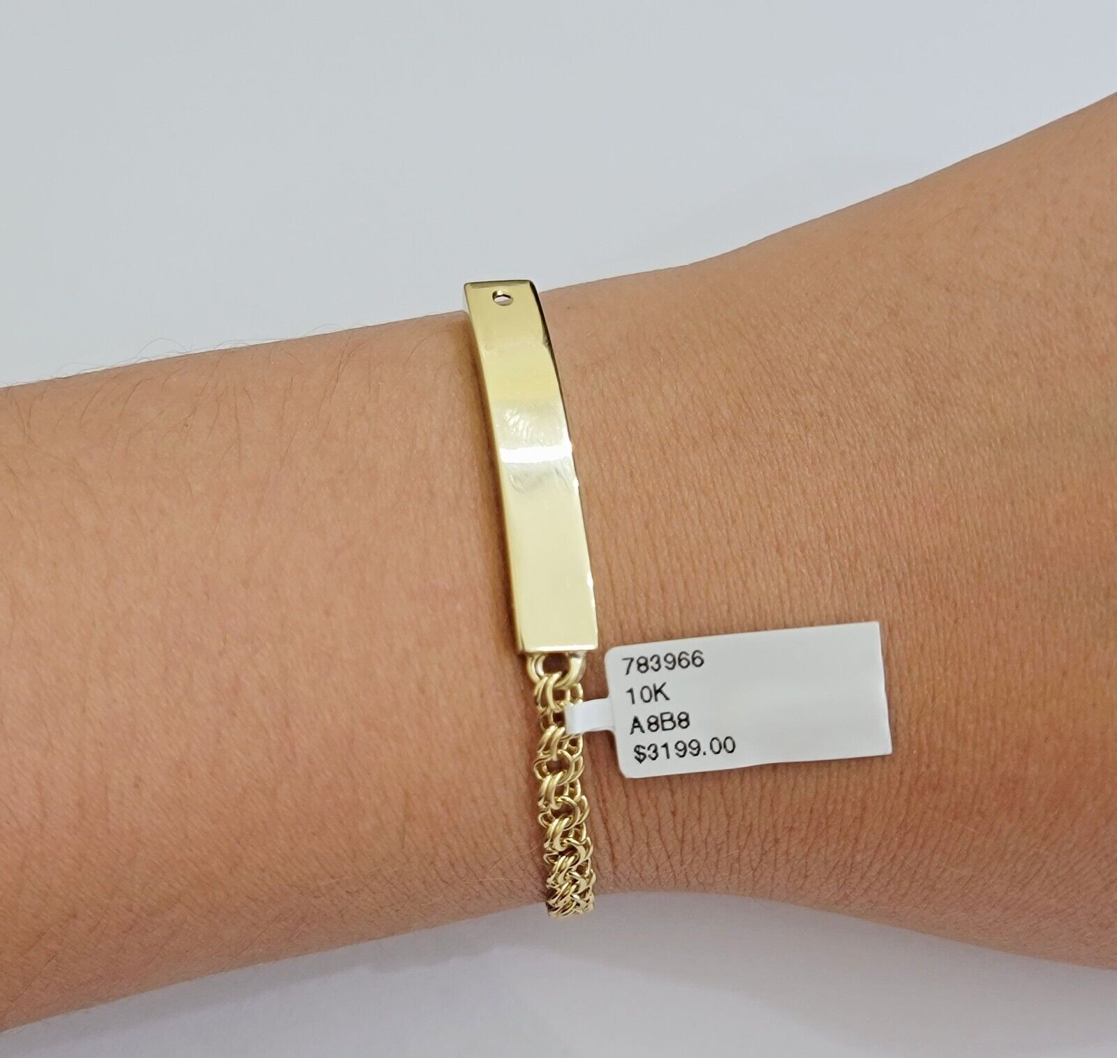 Kids 10k Yellow Gold Chino Bracelet ID Name Plate 6 Inch 4mm SOLID LINK REAL - Reva Jeweler