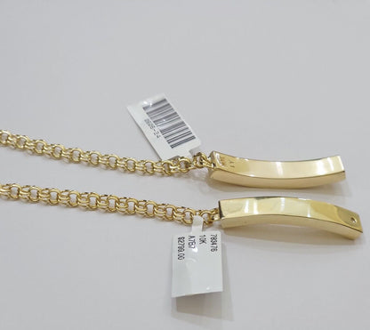 Kids 10k Yellow Gold Chino Bracelet ID Name Plate 6 Inch 4mm SOLID LINK REAL - Reva Jeweler