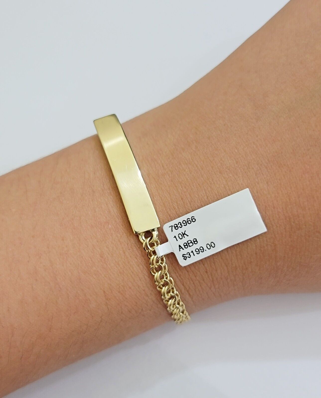 Kids 10k Yellow Gold Chino Bracelet ID Name Plate 6 Inch 4mm SOLID LINK REAL - Reva Jeweler