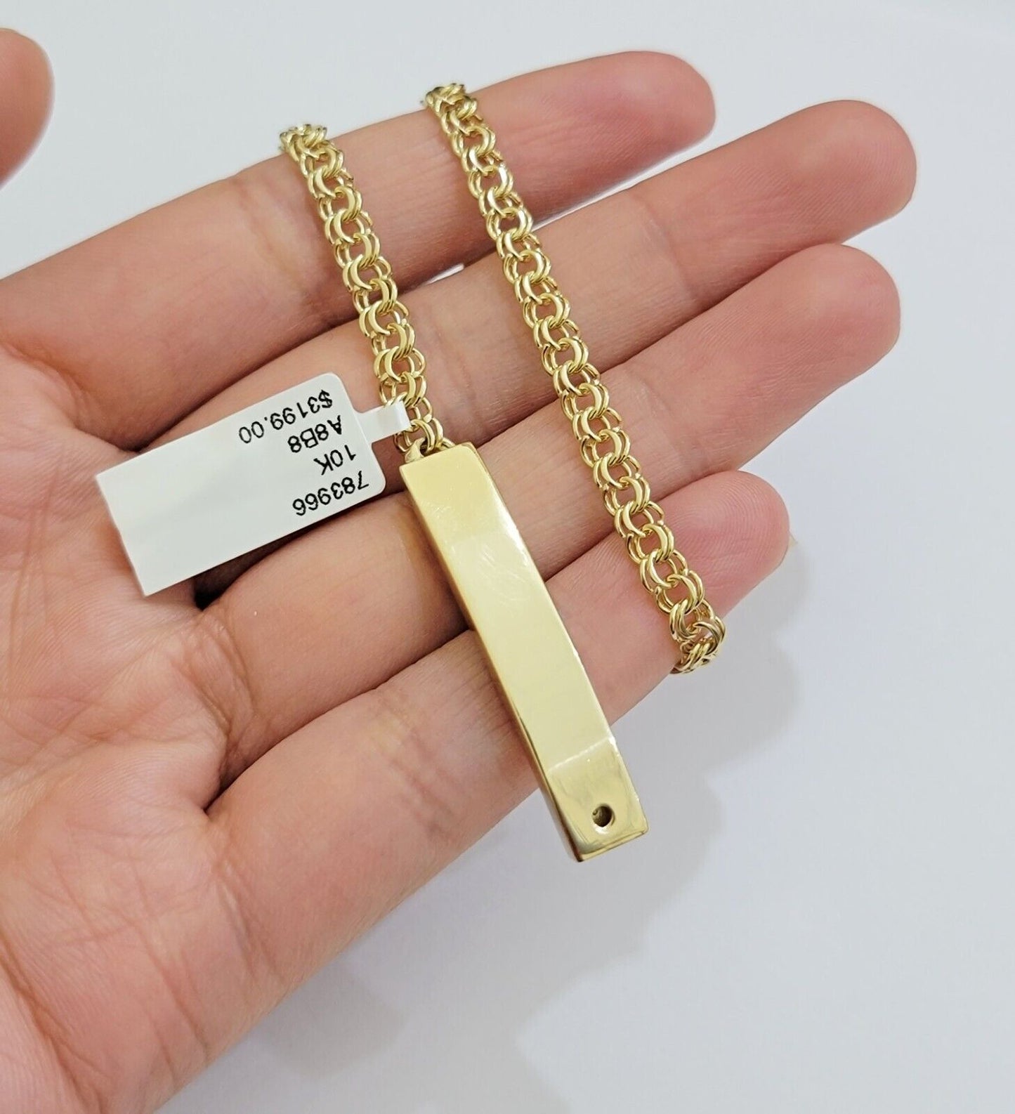 Kids 10k Yellow Gold Chino Bracelet ID Name Plate 6 Inch 4mm SOLID LINK REAL - Reva Jeweler