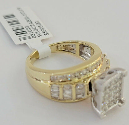 Ladies 14k Yellow Gold Ring Natural 2CT Diamond Women REAL , Wedding Engagement - Reva Jeweler