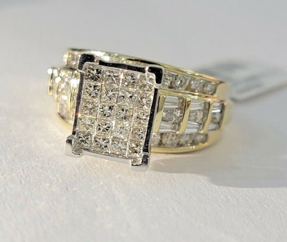 Ladies 14k Yellow Gold Ring Natural 2CT Diamond Women REAL , Wedding Engagement - Reva Jeweler