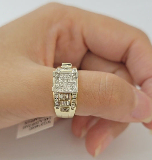 Ladies 14k Yellow Gold Ring Natural 2CT Diamond Women REAL , Wedding Engagement - Reva Jeweler