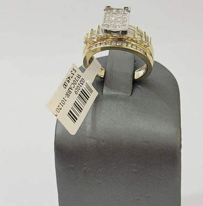Ladies 14k Yellow Gold Ring Natural 2CT Diamond Women REAL , Wedding Engagement - Reva Jeweler