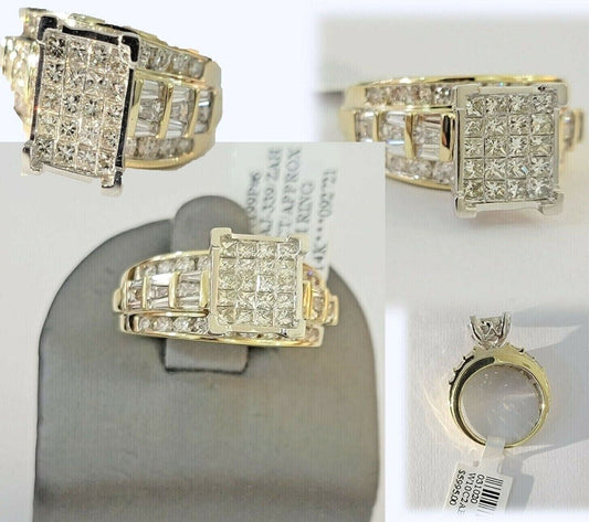 Ladies 14k Yellow Gold Ring Natural 2CT Diamond Women REAL , Wedding Engagement - Reva Jeweler
