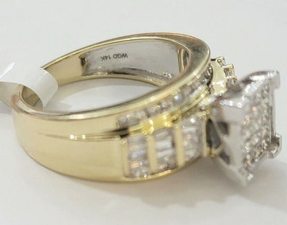 Ladies 14k Yellow Gold Ring Natural 2CT Diamond Women REAL , Wedding Engagement - Reva Jeweler
