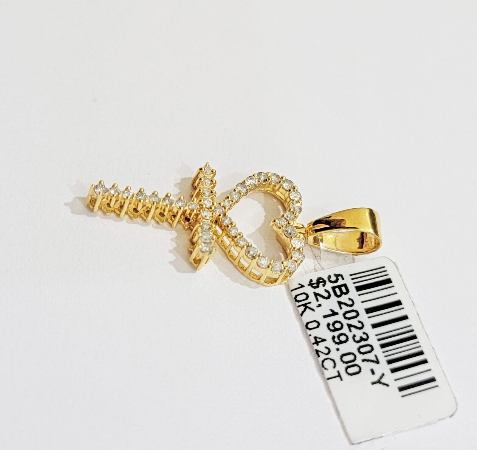 Ladies charm pendant Real 10k gold Natural Diamonds Heart Ankh Cross For Women - Reva Jeweler