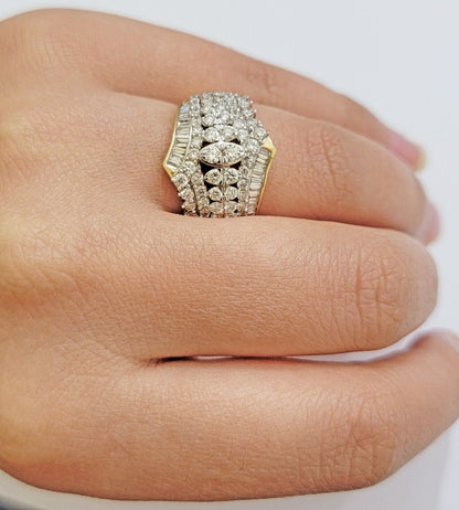 Ladies Diamond Ring Solid 10k Yellow Gold 1.50CT Natural Diamond women band REAL - Reva Jeweler
