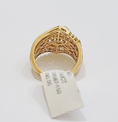 Ladies Diamond Ring Solid 10k Yellow Gold 1.50CT Natural Diamond women band REAL - Reva Jeweler