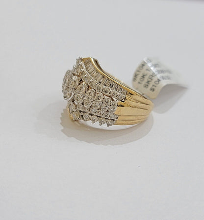 Ladies Diamond Ring Solid 10k Yellow Gold 1.50CT Natural Diamond women band REAL - Reva Jeweler