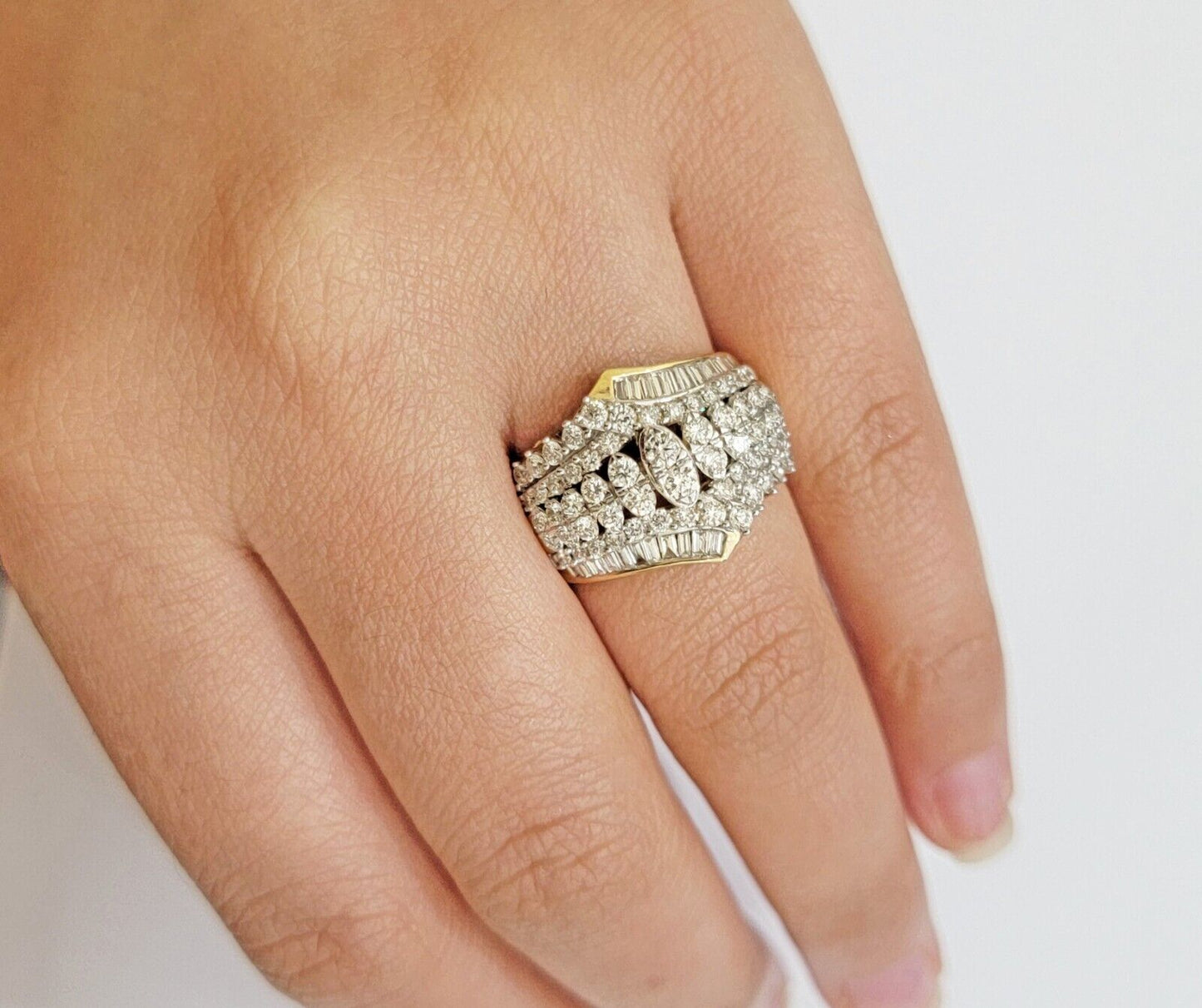 Ladies Diamond Ring Solid 10k Yellow Gold 1.50CT Natural Diamond women band REAL - Reva Jeweler