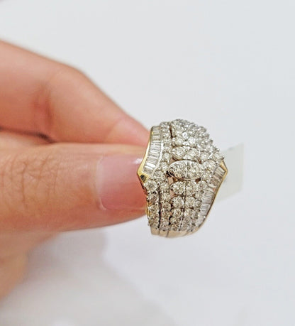 Ladies Diamond Ring Solid 10k Yellow Gold 1.50CT Natural Diamond women band REAL - Reva Jeweler