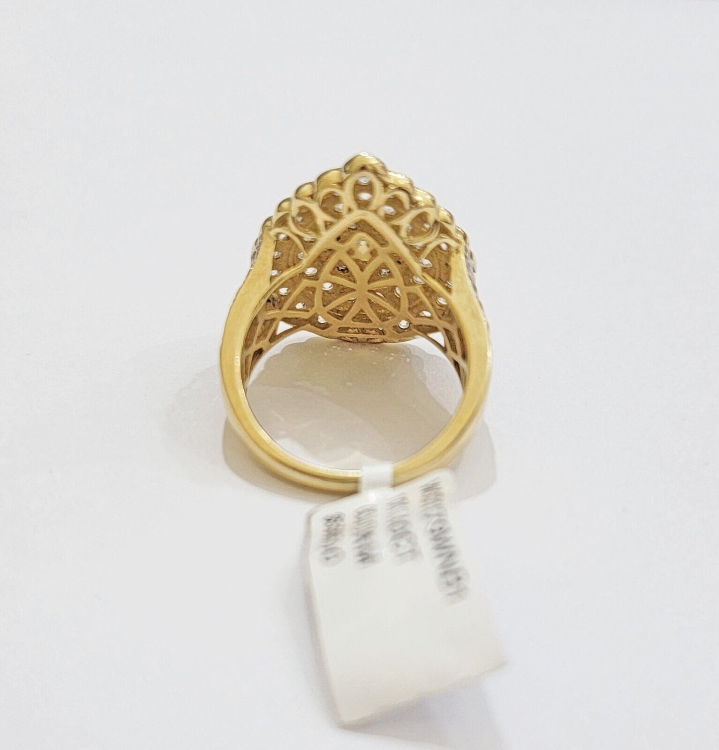 Ladies Diamond Ring Tear Drop 3 CT Natural Diamond Solid 10k Yellow Gold , Pear - Reva Jeweler