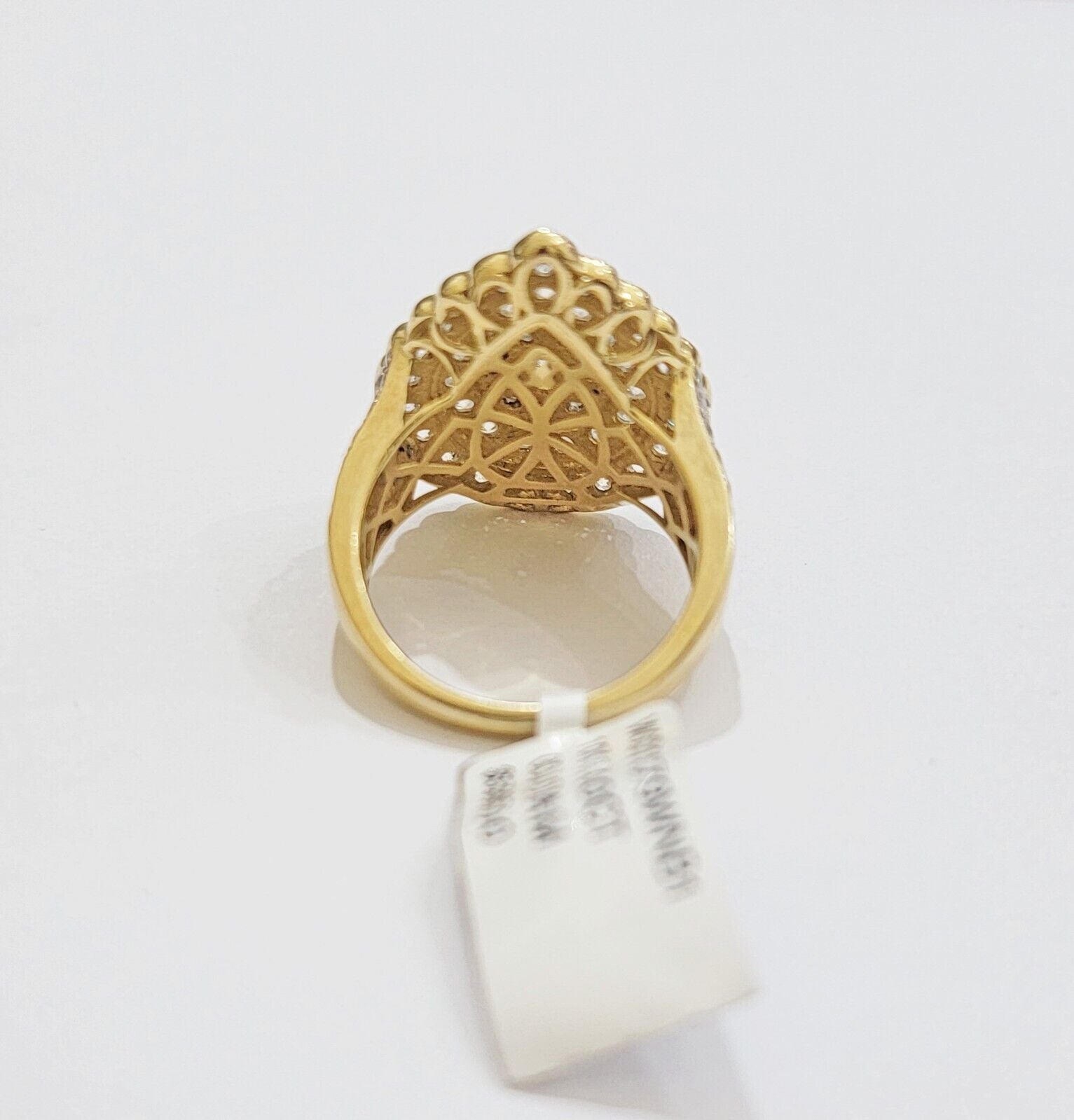 Ladies Diamond Ring Tear Drop 3 CT Natural Diamond Solid 10k Yellow Gold , Pear - Reva Jeweler
