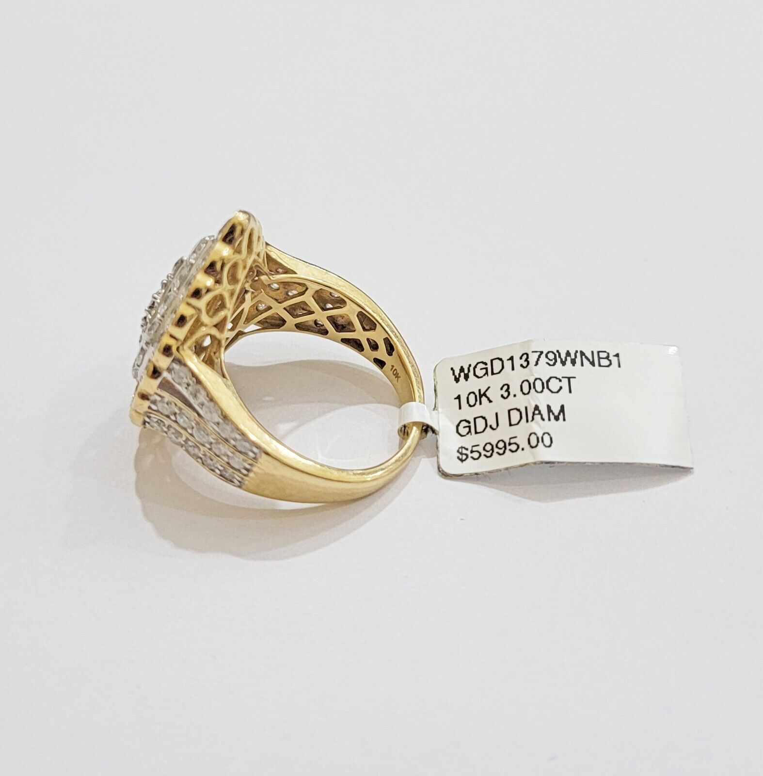 Ladies Diamond Ring Tear Drop 3 CT Natural Diamond Solid 10k Yellow Gold , Pear - Reva Jeweler