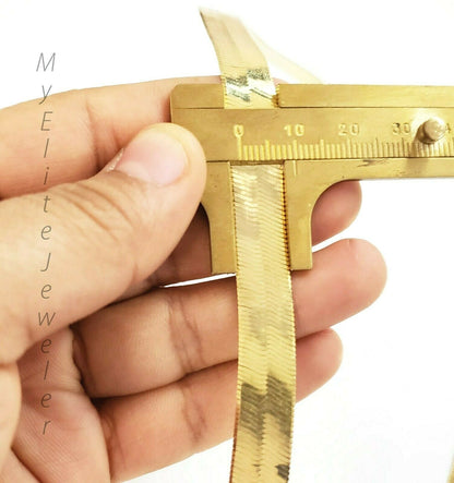Ladies & Men's 10 K Yellow Gold Herring Bone Chain 20 Inch 10 mm Lobster Lock - Reva Jeweler