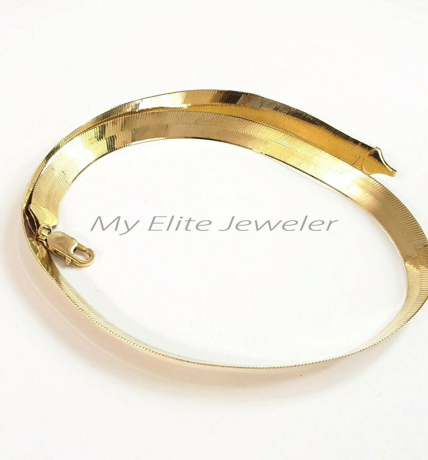 Ladies & Men's 10 K Yellow Gold Herring Bone Chain 20 Inch 10 mm Lobster Lock - Reva Jeweler