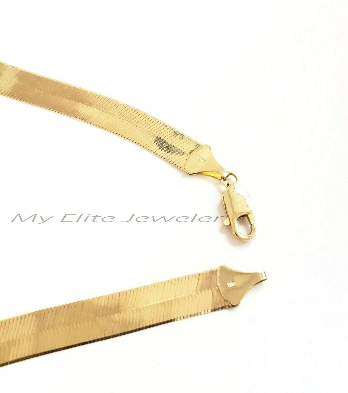 Ladies & Men's 10 K Yellow Gold Herring Bone Chain 20 Inch 10 mm Lobster Lock - Reva Jeweler