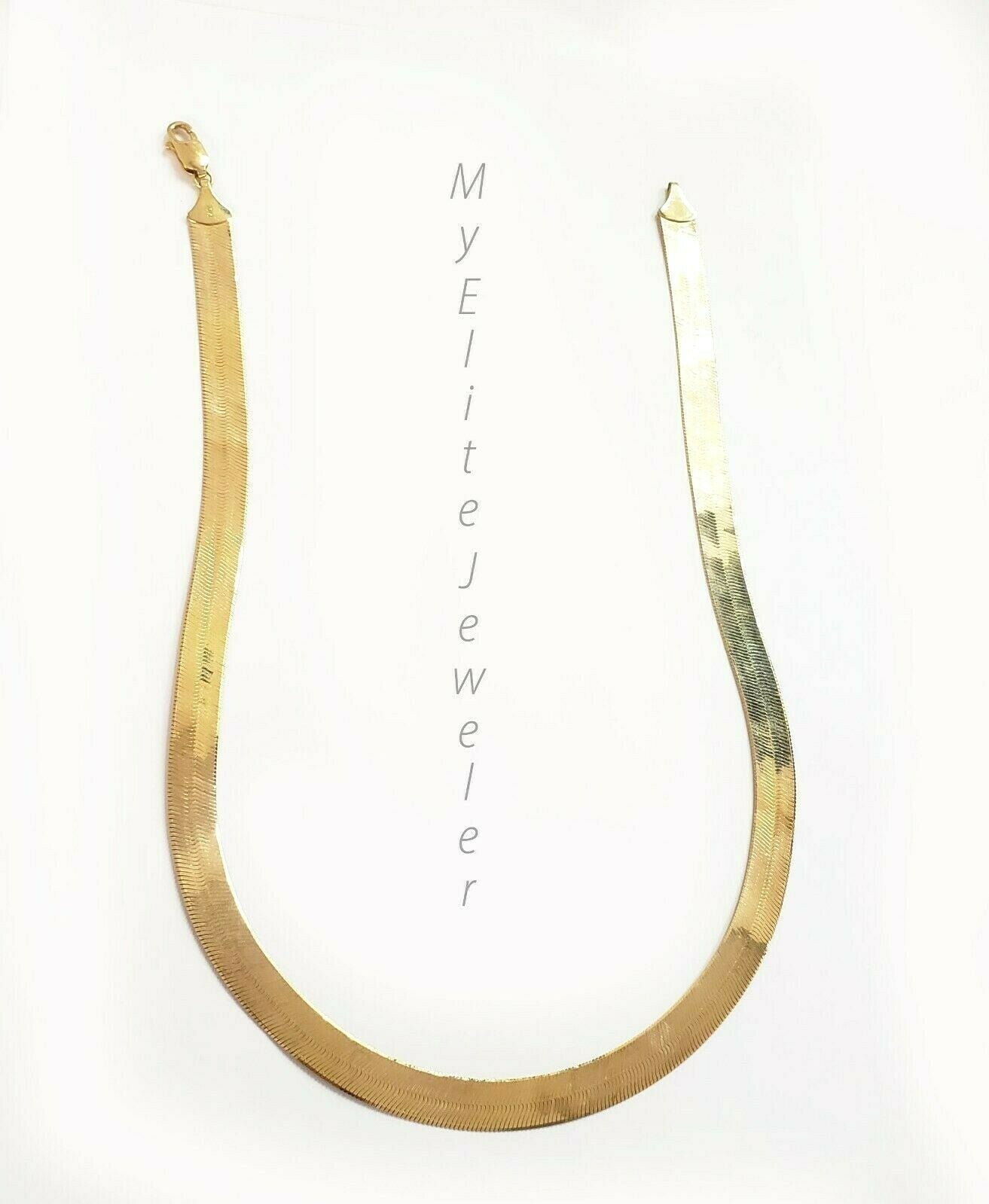 Ladies & Men's 10 K Yellow Gold Herring Bone Chain 20 Inch 10 mm Lobster Lock - Reva Jeweler