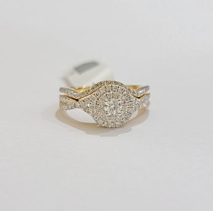 Ladies Real Diamond Ring band Set 14k Yellow Gold 0.75 Ct Natural Diamonds solid - Reva Jeweler