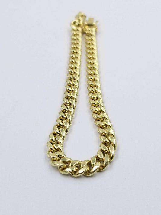 Ladies Real Gold 10k yellow Gold Cuban link bracelet 6mm 8" Long Box Lock Strong - Reva Jeweler