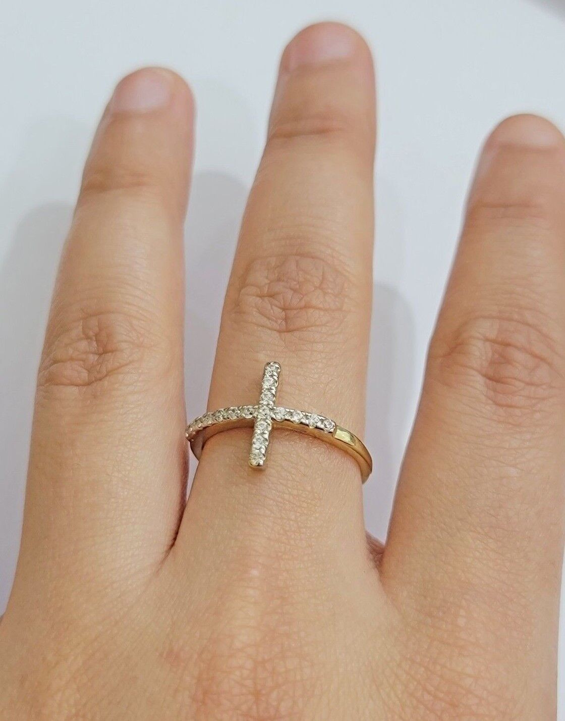 Ladies Ring 10k Yellow Gold Cross REAL 10KT Unique Casual Band LIMITED TIME SALE - Reva Jeweler