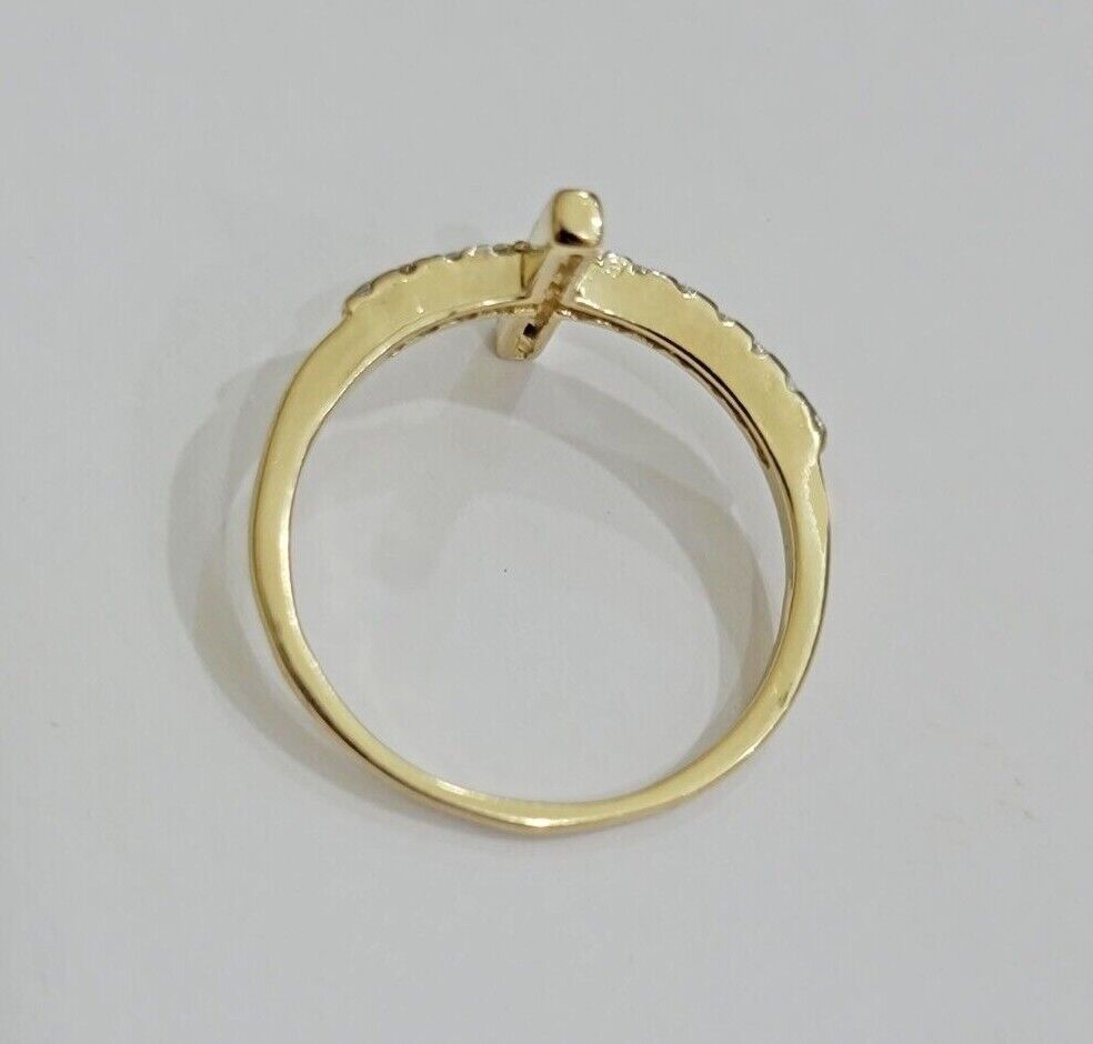 Ladies Ring 10k Yellow Gold Cross REAL 10KT Unique Casual Band LIMITED TIME SALE - Reva Jeweler