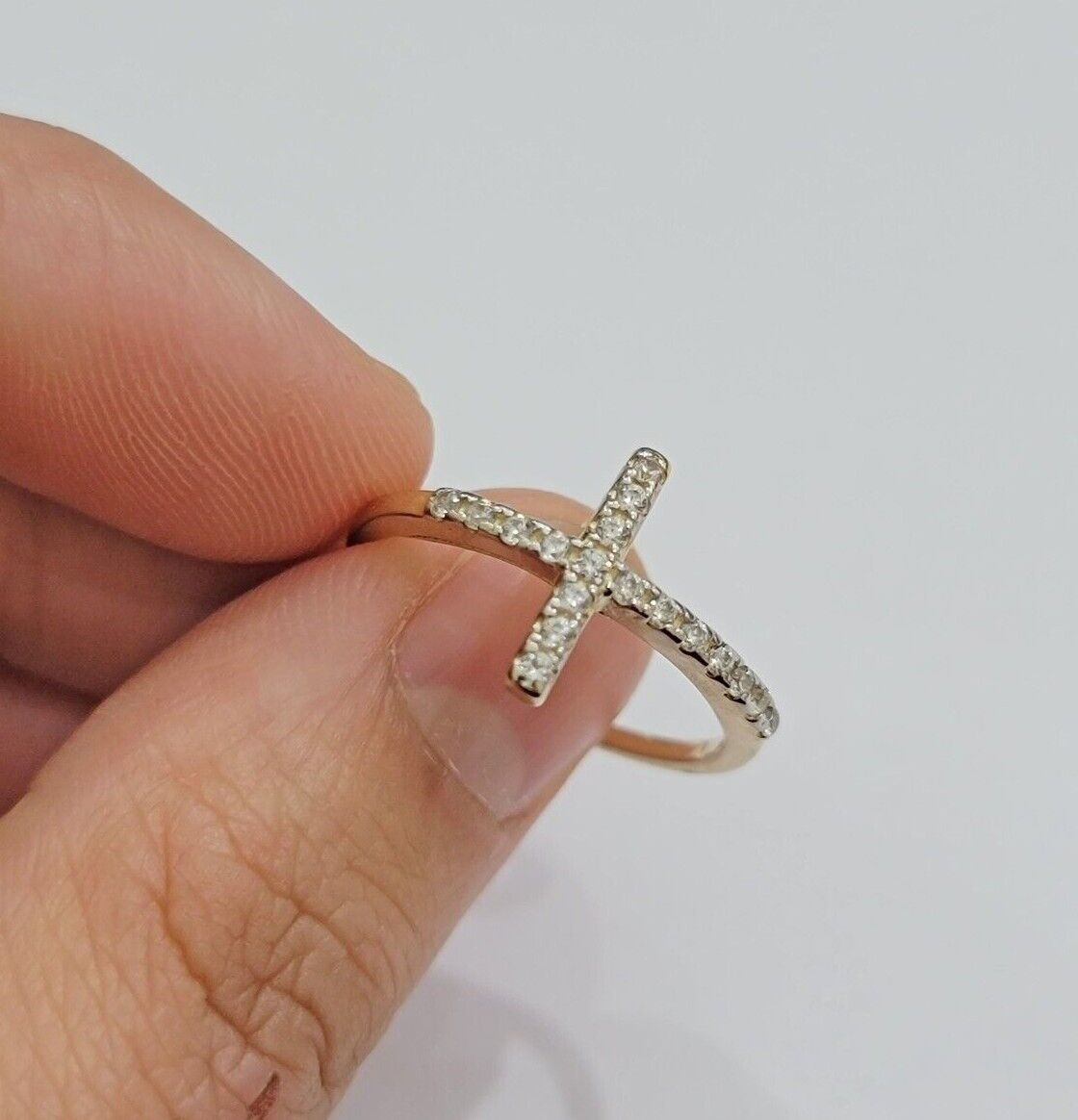 Ladies Ring 10k Yellow Gold Cross REAL 10KT Unique Casual Band LIMITED TIME SALE - Reva Jeweler