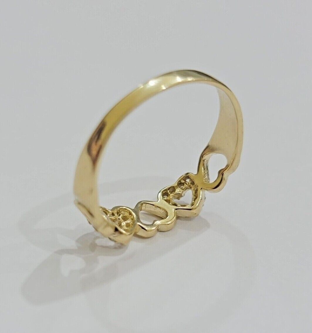 Ladies Ring 10k Yellow Gold Heart 10 KT REAL Unique Engagement Wedding Band SALE - Reva Jeweler