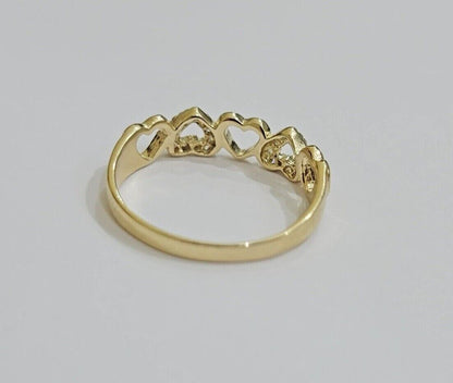 Ladies Ring 10k Yellow Gold Heart 10 KT REAL Unique Engagement Wedding Band SALE - Reva Jeweler