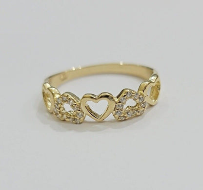 Ladies Ring 10k Yellow Gold Heart 10 KT REAL Unique Engagement Wedding Band SALE - Reva Jeweler
