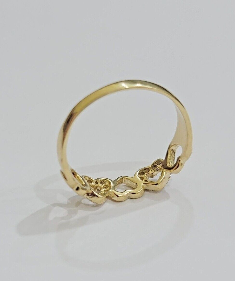 Ladies Ring 10k Yellow Gold Heart 10 KT REAL Unique Engagement Wedding Band SALE - Reva Jeweler