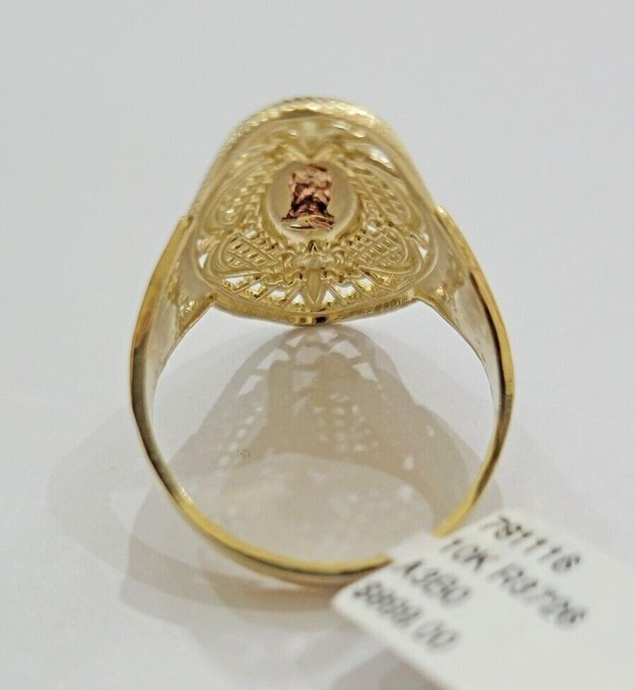 Ladies Ring 10k Yellow Gold Virgin Mary Cross 10KT REAL Gold Unique Size 7 SALE - Reva Jeweler