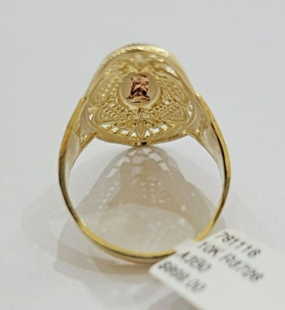 Ladies Ring 10k Yellow Gold Virgin Mary Cross 10KT REAL Gold Unique Size 7 SALE - Reva Jeweler