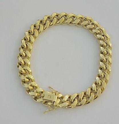 Men 10k Gold Miami Cuban Bracelet 11mm Thick 7.5" Box Lock10kt Yellow Gold REAL - Reva Jeweler