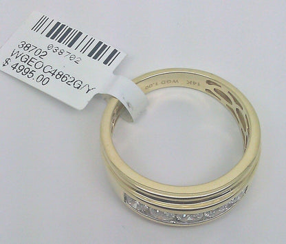 Men Solid 14k Yellow Gold 1CT Band Wedding Engagement Ring REAL Diamond - Reva Jeweler