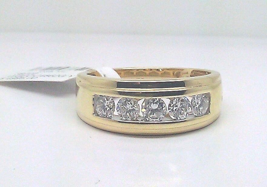 Men Solid 14k Yellow Gold 1CT Band Wedding Engagement Ring REAL Diamond - Reva Jeweler