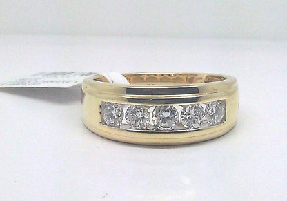 Men Solid 14k Yellow Gold 1CT Band Wedding Engagement Ring REAL Diamond - Reva Jeweler